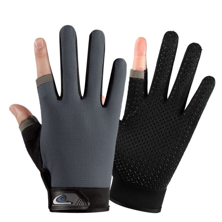 1 paio QX0008 Protezione solare per esterni Guanti da pesca a due dita esposti antiscivolo, Free Size