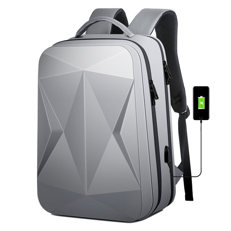 160 Zaino per laptop impermeabile in ABS di grande capacità con porta di ricarica USB, Light Grey, Black