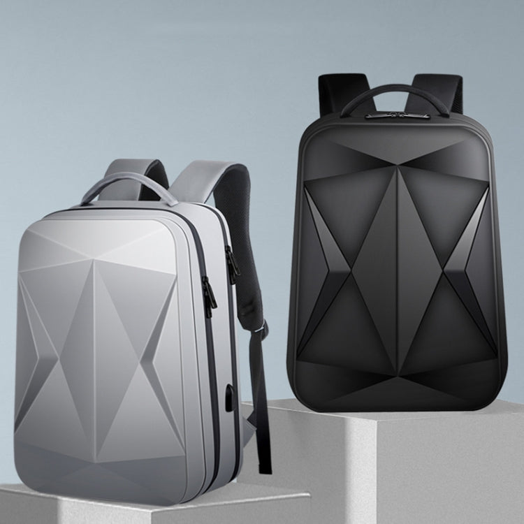 160 Zaino per laptop impermeabile in ABS di grande capacità con porta di ricarica USB, Light Grey, Black