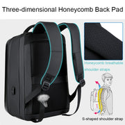 160 Zaino per laptop impermeabile in ABS di grande capacità con porta di ricarica USB, Light Grey, Black