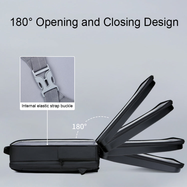 160 Zaino per laptop impermeabile in ABS di grande capacità con porta di ricarica USB, Light Grey, Black