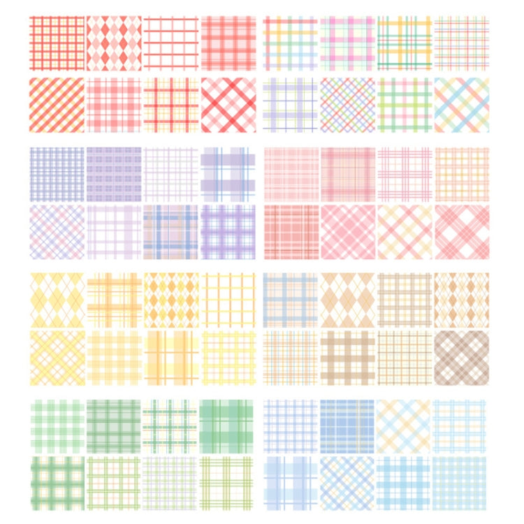 Piccolo set di nastri per account a mano della serie Fresh Lattice Salt, 60 Rolls 1.5cm x 2m, 30 Rolls 3cm x 2m