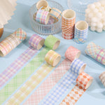 Piccolo set di nastri per account a mano della serie Fresh Lattice Salt, 60 Rolls 1.5cm x 2m, 30 Rolls 3cm x 2m