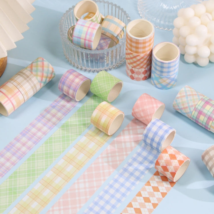Piccolo set di nastri per account a mano della serie Fresh Lattice Salt, 60 Rolls 1.5cm x 2m, 30 Rolls 3cm x 2m