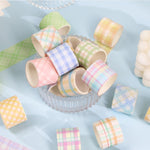 Piccolo set di nastri per account a mano della serie Fresh Lattice Salt, 60 Rolls 1.5cm x 2m, 30 Rolls 3cm x 2m