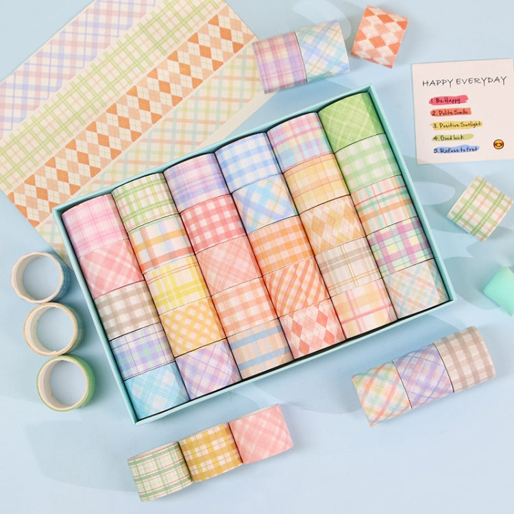 Piccolo set di nastri per account a mano della serie Fresh Lattice Salt, 60 Rolls 1.5cm x 2m, 30 Rolls 3cm x 2m
