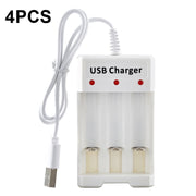 4 PZ BMAX B-03 Caricabatterie NiMH a 3 slot Caricabatterie USB per batterie AA/AAA, 3 Slot USB(White)