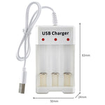 Caricabatterie USB 3 slot per batterie AA e AAA