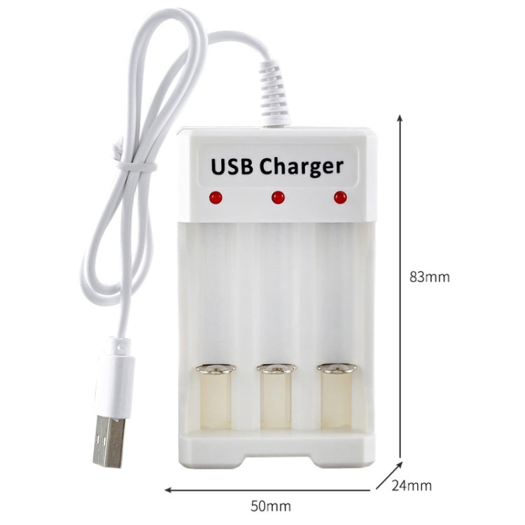 Caricabatterie USB 3 slot per batterie AA e AAA
