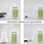 Caricabatterie USB 3 slot per batterie AA e AAA