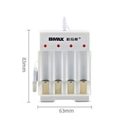 4 batterie BMAX B-04 AAA/AA 1,2 V Caricatore USB a 4 slot, 4 Slot USB(White)