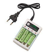 Sedile di ricarica per batterie AA/AAA indipendente a 4 slot BMAX, 4 Slot EU Plug(White)