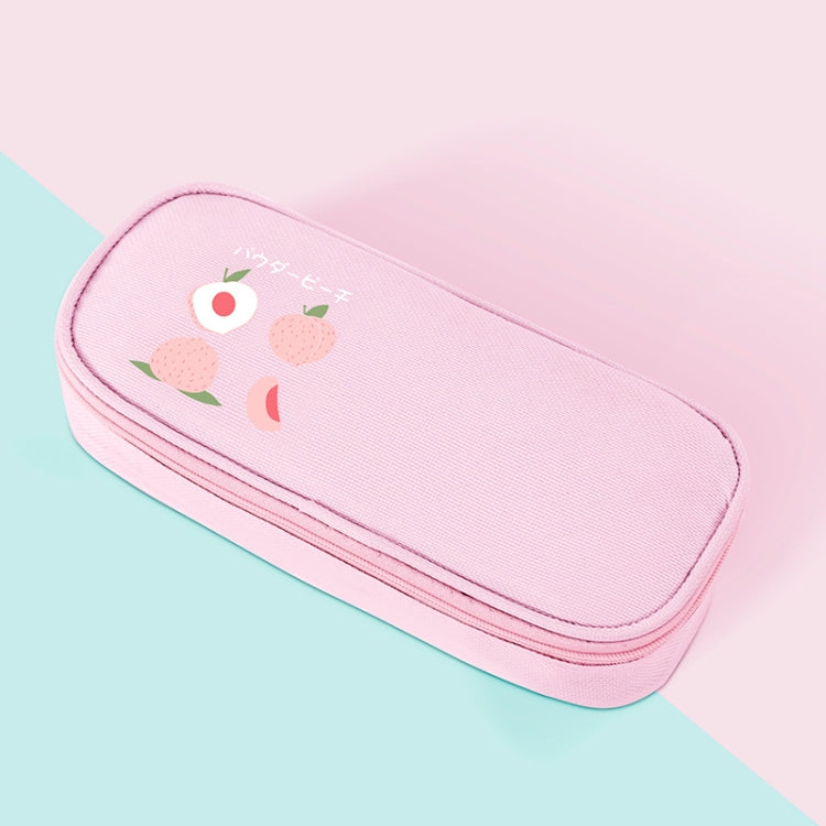 Borsa portaoggetti per cancelleria per studenti di grande capacità in tessuto Oxford da 2 pezzi, Peach, Strawberry, Lemon, Avocado