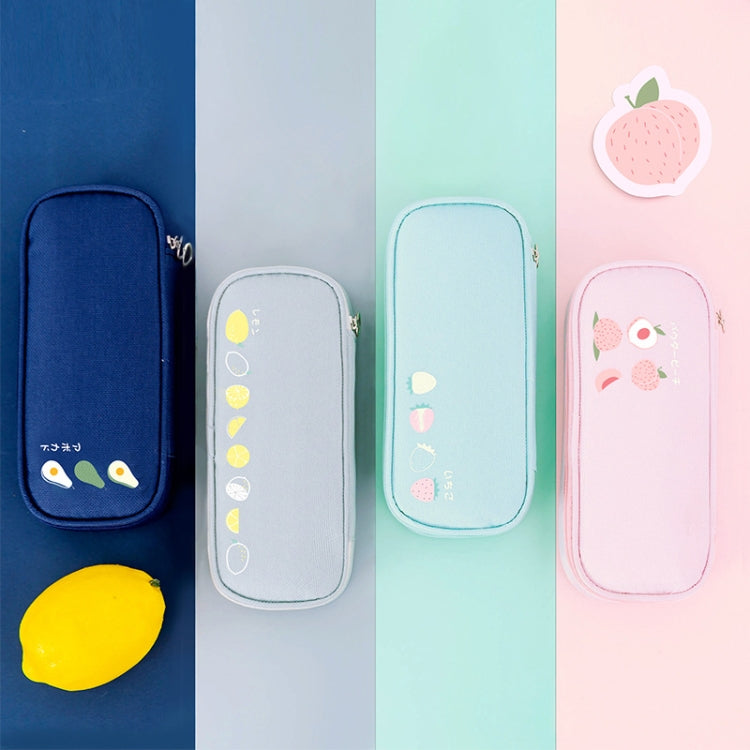 Borsa portaoggetti per cancelleria per studenti di grande capacità in tessuto Oxford da 2 pezzi, Peach, Strawberry, Lemon, Avocado