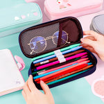 Borsa portaoggetti per cancelleria per studenti di grande capacità in tessuto Oxford da 2 pezzi, Peach, Strawberry, Lemon, Avocado