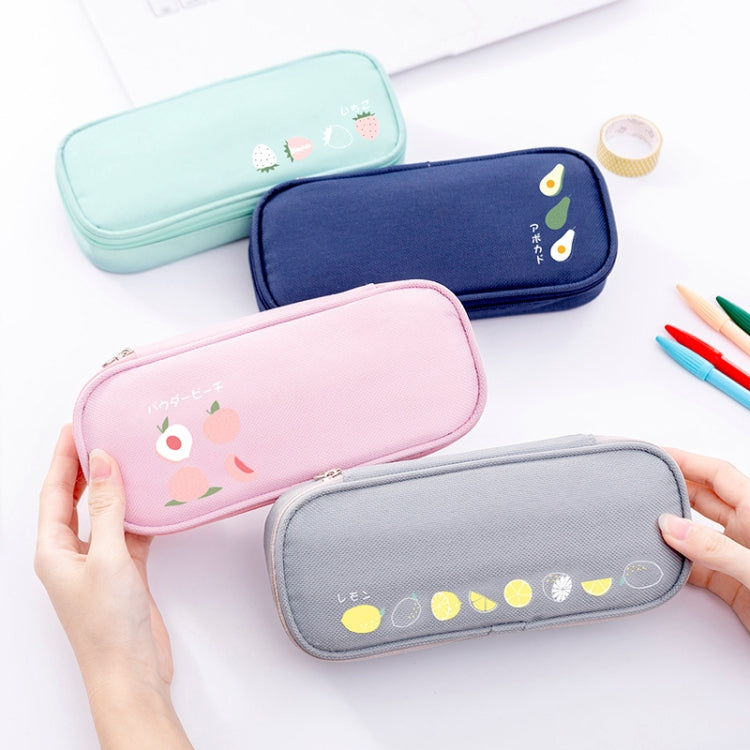 Borsa portaoggetti per cancelleria per studenti di grande capacità in tessuto Oxford da 2 pezzi, Peach, Strawberry, Lemon, Avocado
