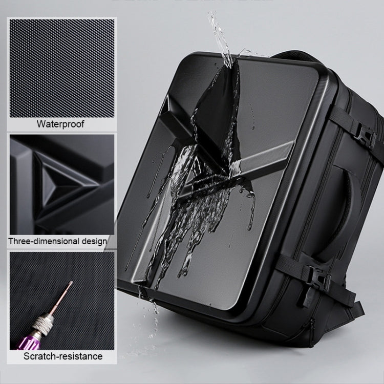Zaino rigido espandibile impermeabile di grande capacità con foro di ricarica USB, 161 Light Grey, 161 Black, 161 Dark Gray, 162 Black, 162 Deep Gray, 162 Light Gray