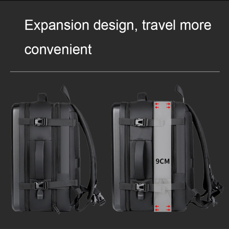 Zaino rigido espandibile impermeabile di grande capacità con foro di ricarica USB, 161 Light Grey, 161 Black, 161 Dark Gray, 162 Black, 162 Deep Gray, 162 Light Gray