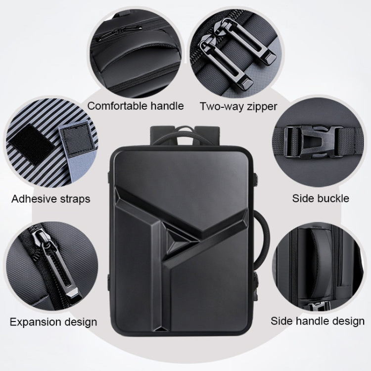 Zaino rigido espandibile impermeabile di grande capacità con foro di ricarica USB, 161 Light Grey, 161 Black, 161 Dark Gray, 162 Black, 162 Deep Gray, 162 Light Gray