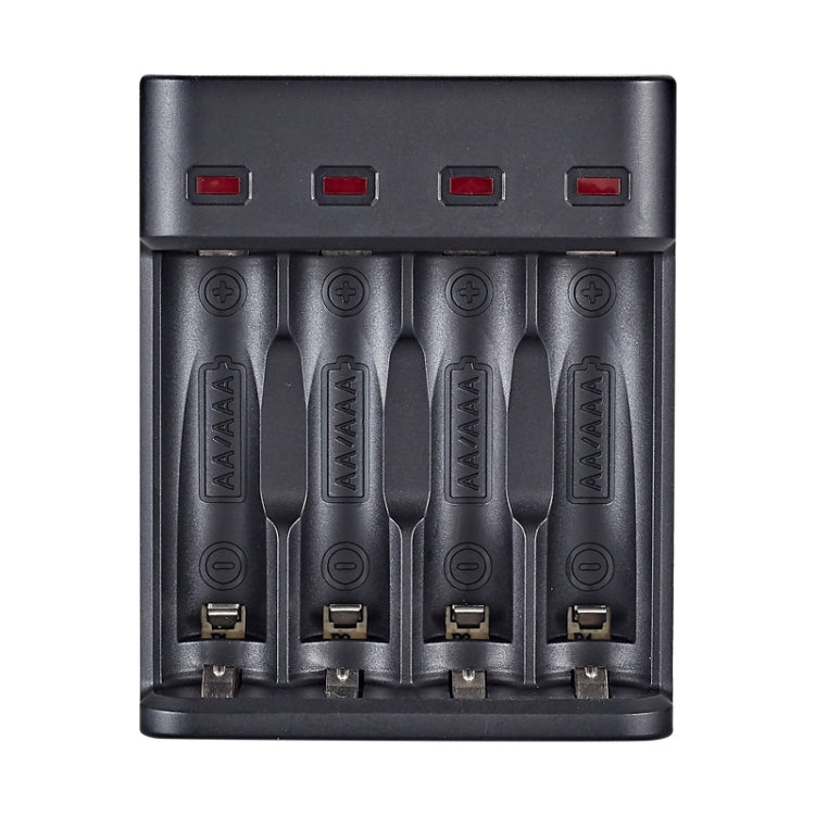 BMAX BH-804U 1.2V AA/AAA Batteria Ricaricabile Caricabatterie USB a 4 slot indipendente, 4 Slot Micro USB(Black)