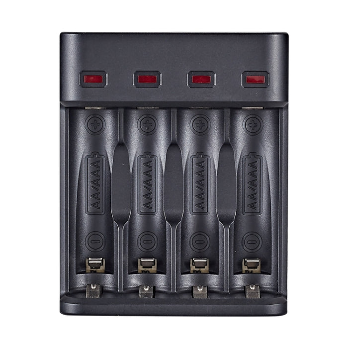 BMAX BH-804U 1.2V AA/AAA Batteria Ricaricabile Caricabatterie USB a 4 slot indipendente, 4 Slot Micro USB(Black)