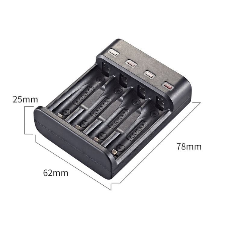 BMAX BH-804U 1.2V AA/AAA Batteria Ricaricabile Caricabatterie USB a 4 slot indipendente, 4 Slot Micro USB(Black)