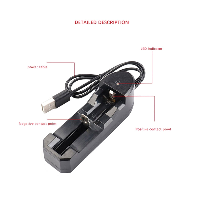 Caricatore USB singolo per batterie al litio 18650