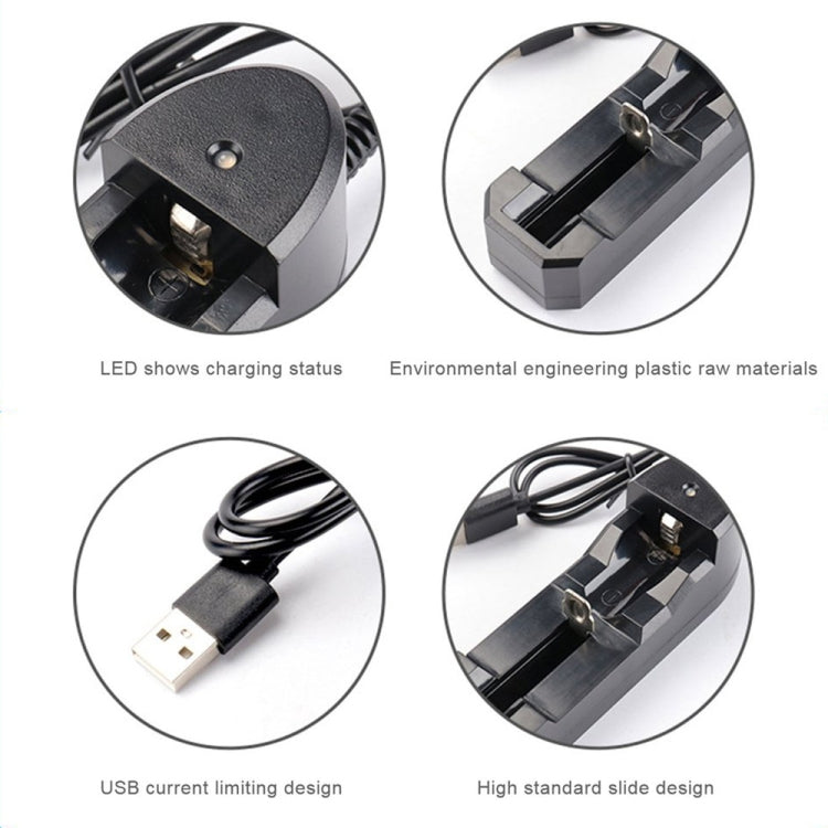 Caricatore USB singolo per batterie al litio 18650