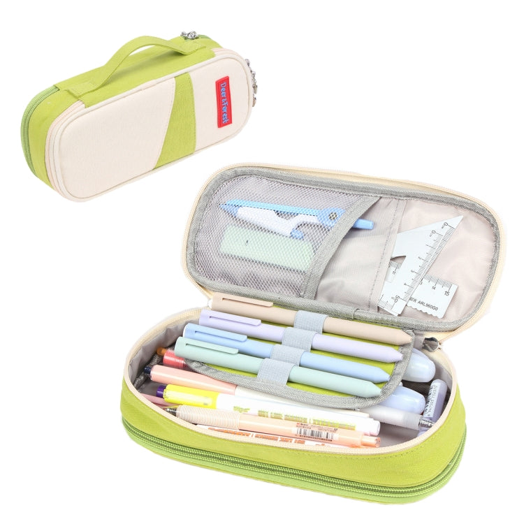 Deer Forest BL-A003 Macaron Astuccio per cancelleria in tela a doppio strato di grande capacità, Navy Blue, Fruit Green, Khaki, Orange Yellow, Cyan Purple, Cyan Blue, Cherry Pink