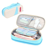 Deer Forest BL-A003 Macaron Astuccio per cancelleria in tela a doppio strato di grande capacità, Navy Blue, Fruit Green, Khaki, Orange Yellow, Cyan Purple, Cyan Blue, Cherry Pink
