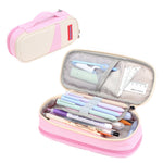 Deer Forest BL-A003 Macaron Astuccio per cancelleria in tela a doppio strato di grande capacità, Navy Blue, Fruit Green, Khaki, Orange Yellow, Cyan Purple, Cyan Blue, Cherry Pink