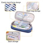 Deer Forest BL-A003 Macaron Astuccio per cancelleria in tela a doppio strato di grande capacità, Navy Blue, Fruit Green, Khaki, Orange Yellow, Cyan Purple, Cyan Blue, Cherry Pink