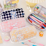 A22 Borsa per cancelleria a forma di simpatico cartone animato di grande capacità, Black, Pink, Yellow, Blue