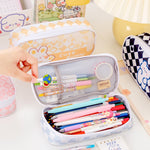 A22 Borsa per cancelleria a forma di simpatico cartone animato di grande capacità, Black, Pink, Yellow, Blue