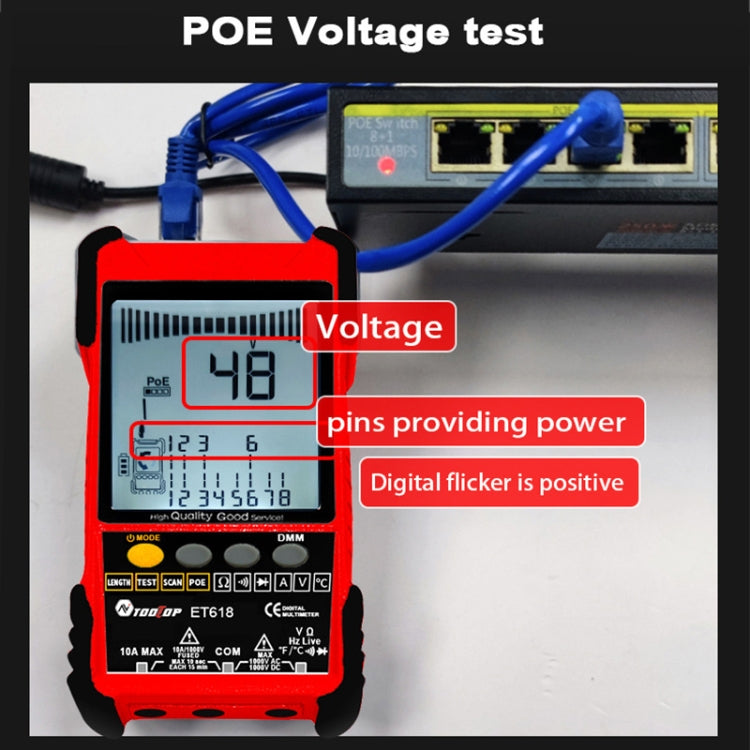 Tester per cavi di rete regolabile e ricaricabile POE