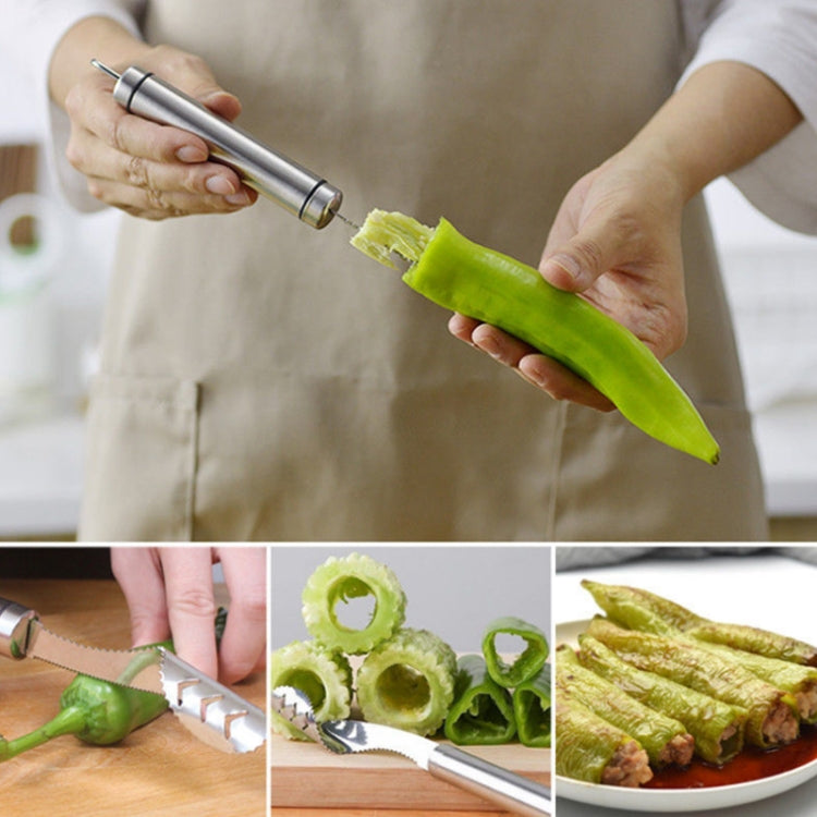 10 coltelli per chicchi di frutta con decapatore di semi di pepe in acciaio inossidabile, Round Handle, Diplonema Handle
