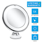 Specchio per il trucco da 12 cm con luce di riempimento a LED Specchio di bellezza a ventosa con ingrandimento 10X