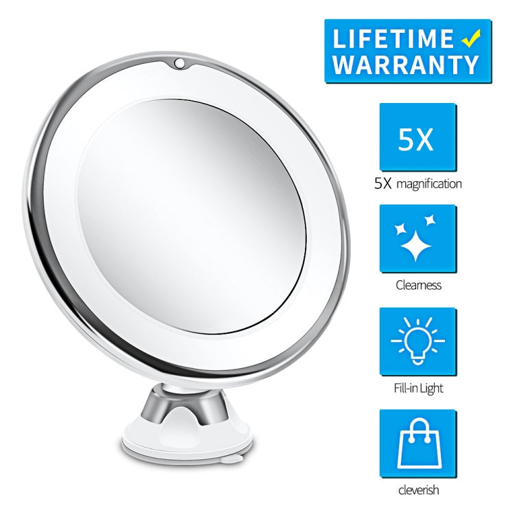 Specchio per il trucco da 12 cm con luce di riempimento a LED Specchio di bellezza a ventosa con ingrandimento 10X