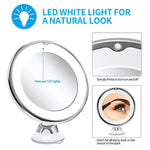Specchio per il trucco da 12 cm con luce di riempimento a LED Specchio di bellezza a ventosa con ingrandimento 10X