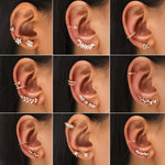 Semplici orecchini con zirconi geometrici a clip con foratura piccola, DZ-523, DZ-522, DZ-521, DZ-520, DZ-519, DZ-518, DZ-517, DZ-516, DZ-515, DZ-514, DZ-513, DZ-512, DZ-510, DZ-509