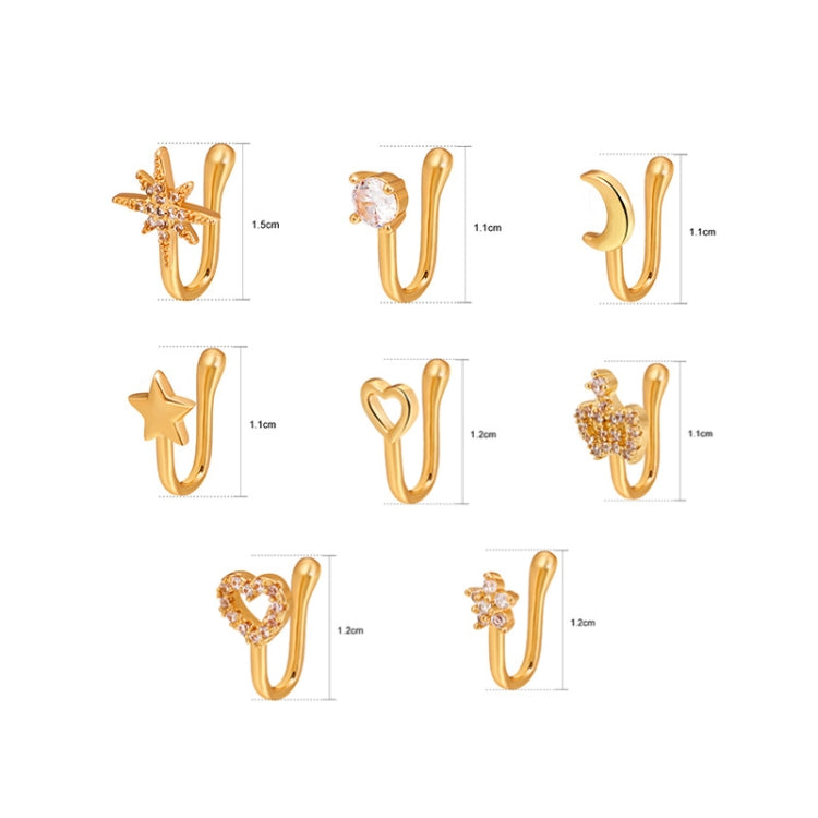 10 pezzi Clip per naso a forma di U in rame intarsiato con decorazione del naso in zircone, G-364 Gold, G-365 Silver, G-247 Gold, G-248 Silver, G-251 Gold, G-252 Silver, G-253 Gold, G-254 Silver, G-235 Gold, G-236 Silver, G-231 Gold, G-232 Silver      ...