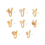 10 pezzi Clip per naso a forma di U in rame intarsiato con decorazione del naso in zircone, G-373 Gold, G-374 Silver, G-350 Silver, G-188 Gold, G-189 Silver