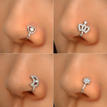 10 pezzi Clip per naso a forma di U in rame intarsiato con decorazione del naso in zircone, G-373 Gold, G-374 Silver, G-350 Silver, G-188 Gold, G-189 Silver