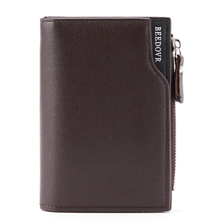 BEEDOVR 9902 Portafoglio corto da uomo con cerniera multi-card ID Bag, BEEDOVR 9902 Black, BEEDOVR 9902 Brown