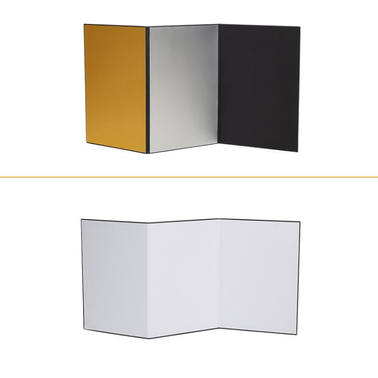 Riflettori per foto in cartoncino pieghevole a tre ante, A3 One Side All White, A3 One Side All Black, A3 One Side All Gold, A4 One Side All White, A4 One Side All Silver, A4 One Side All Gold
