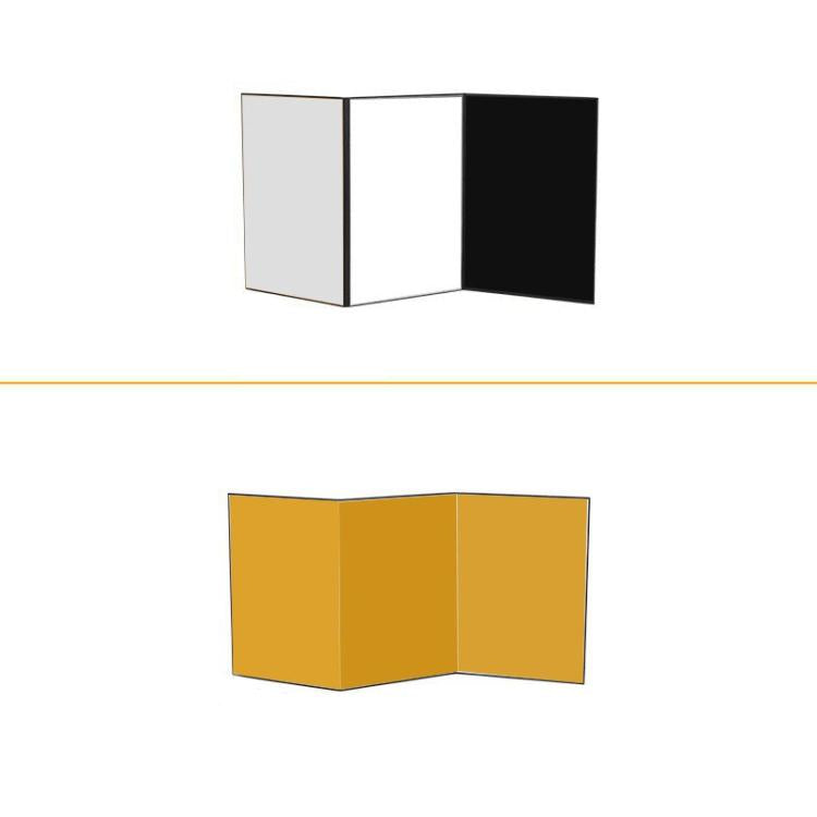 Riflettori per foto in cartoncino pieghevole a tre ante, A3 One Side All White, A3 One Side All Black, A3 One Side All Gold, A4 One Side All White, A4 One Side All Silver, A4 One Side All Gold