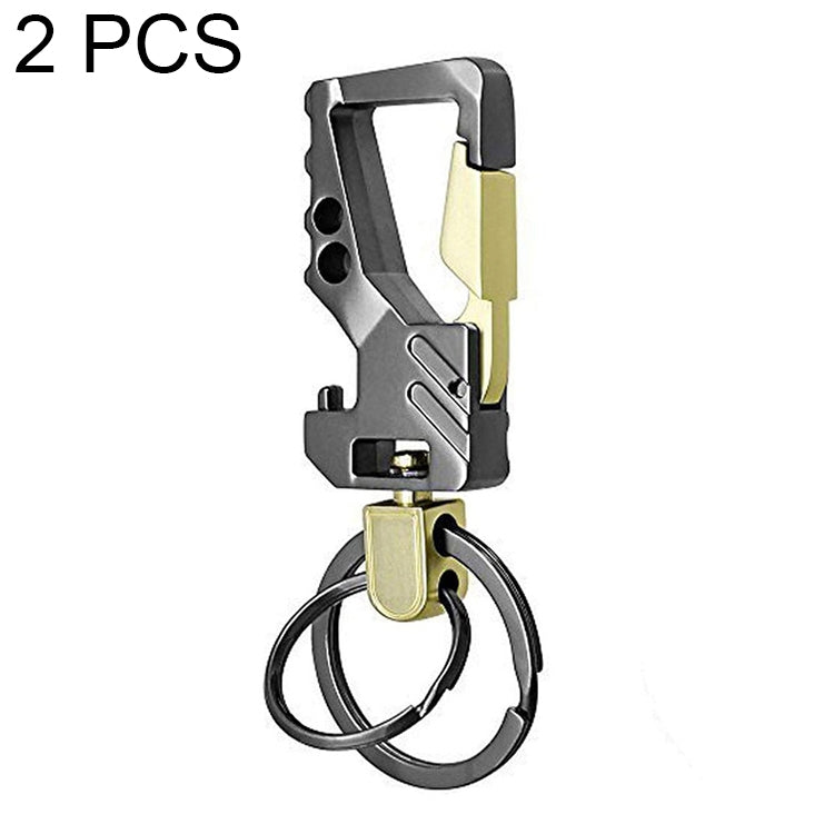 2 PCS QP-131 Moschettone apribottiglie portachiavi multifunzionale a doppio anello