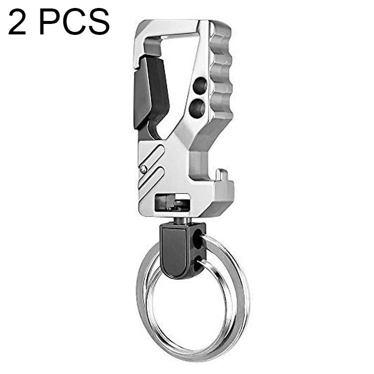 2 PCS QP-131 Moschettone apribottiglie portachiavi multifunzionale a doppio anello
