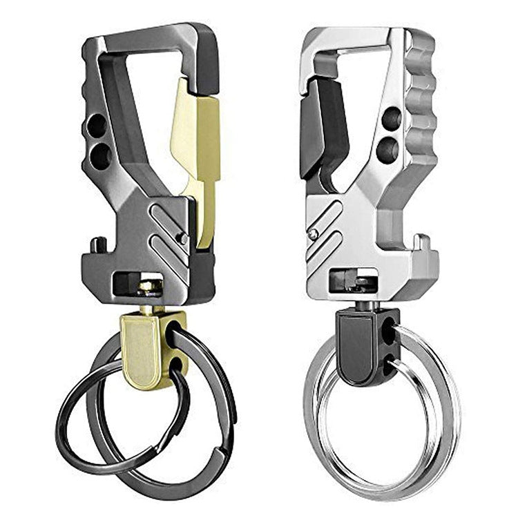 2 PCS QP-131 Moschettone apribottiglie portachiavi multifunzionale a doppio anello