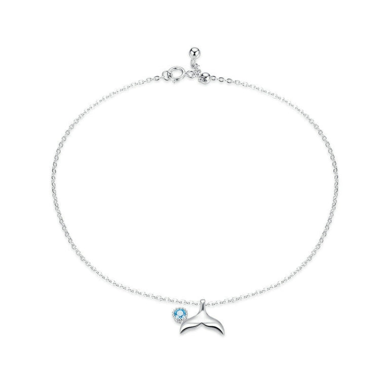 SCT004 Cavigliera a coda di sirena Semplice cavigliera da donna in argento 925 placcato in oro bianco, SCT004